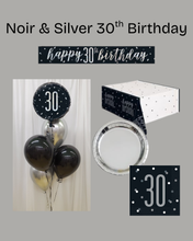 Load image into Gallery viewer, Noir & Silver 30th Birthday Party Set