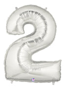 40in Number "2" Foil Balloon - Silver