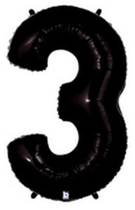 40in Number "3" Foil Balloon - Black
