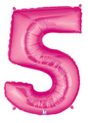 40in Number "5" Foil Balloon - Bright Pink