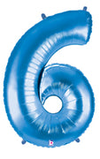 40in Number "6" Foil Balloon - Royal Blue