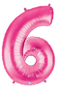 40in Number "6" Foil Balloon - Bright Pink