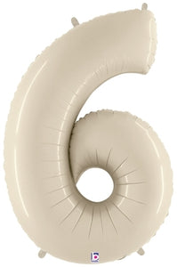 40in Number "6" Foil Balloon - White Sand