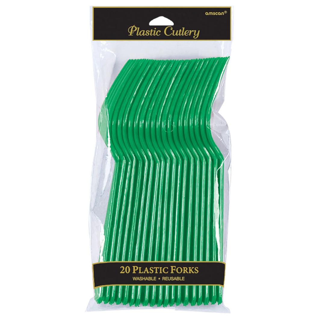 Festive Green Plastic Forks