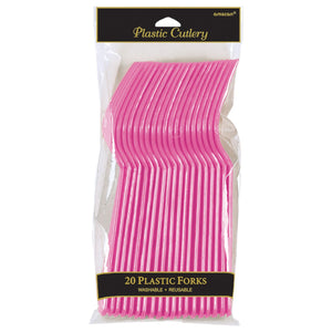 Bright Pink Plastic Forks