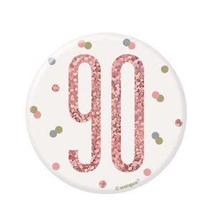 Rose Gold 90th Birthday Badge