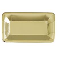 Gold Foil Rectangular 9"x5" Appetizer Plates 8ct - Foil Board