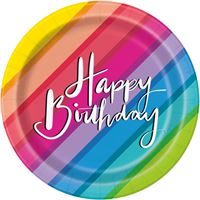 Balloons & Rainbow Birthday Round 7" Dessert Paper Plates