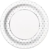 Elegant Silver Foil Dots Round Dinner Plates