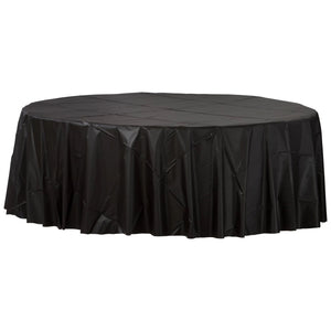 Black 84" Round Plastic Tablecover