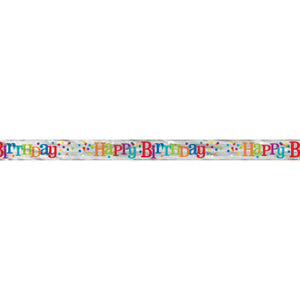Foil Dotted Rainbow Happy Birthday Banner 12 ft