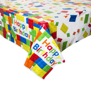 Building Blocks Birthday Rectangular Plastic Table Cover 54"x84"