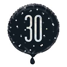 Noir & Silver 30th Birthday Party Set