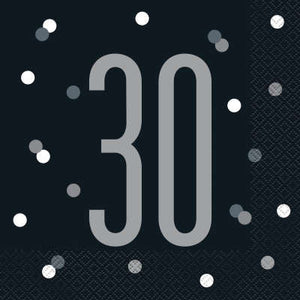 Noir & Silver 30th Birthday Party Set