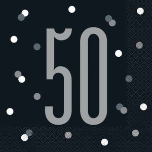 Noir & Silver 50th Birthday Party Set
