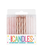Load image into Gallery viewer, Rose Gold Glitter Assorted Spiral Candles
