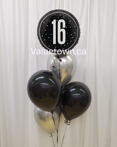 Noir & Silver 16th Birthday Party Set