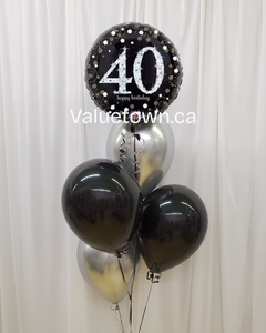 Noir & Silver 40th Birthday Party Set
