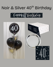 Load image into Gallery viewer, Noir &amp; Silver 40th Birthday Party Set

