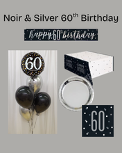 Load image into Gallery viewer, Noir &amp; Silver 60th Birthday Party Set
