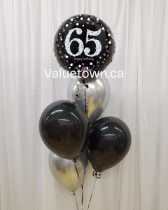 Noir & Silver 65th Birthday Party Set