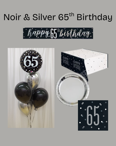 Noir & Silver 65th Birthday Party Set