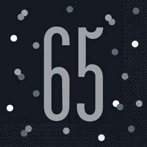 Noir & Silver 65th Birthday Party Set