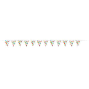 Rainbow Spots Birthday Plastic Flag Banner 12 ft