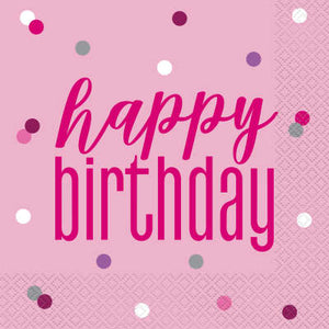 Sweet Pink "Happy Birthday" Luncheon Napkins