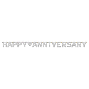 Happy Anniversary Silver Letter Banner