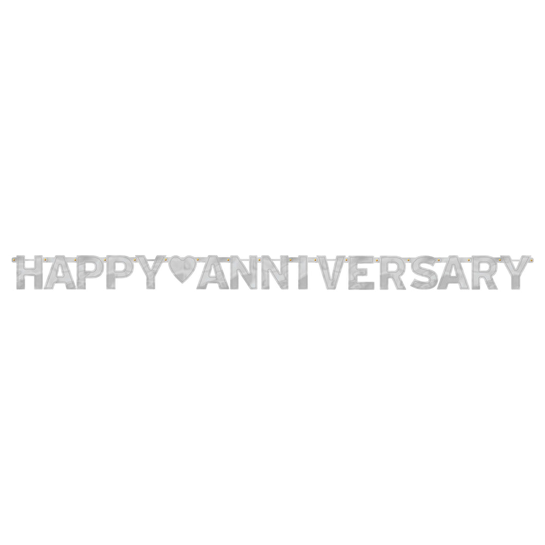 Happy Anniversary Silver Letter Banner