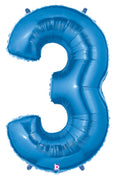 40in Number "3" Foil Balloon - Royal Blue
