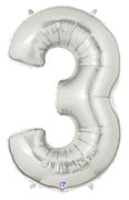 40in Number "3" Foil Balloon - Silver