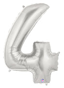 40in Number "4" Foil Balloon - Silver