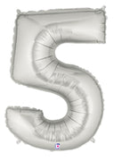40in Number "5" Foil Balloon - Silver