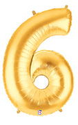 40in Number "6" Foil Balloon - Gold