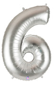 40in Number "6" Foil Balloon - Silver