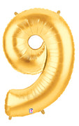 40in Number "9" Foil Balloon - Gold