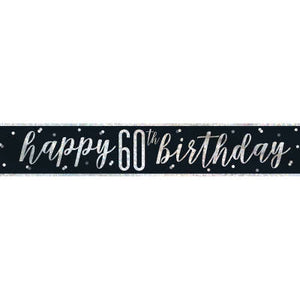 Black & Silver Foil Banner "Happy 60th Birthday"