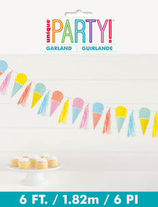 Pastel Ice Cream Party Garland with Tassels