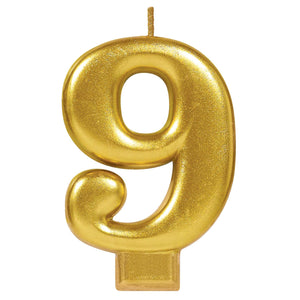 Gold Numeral "9" Candle