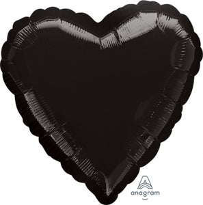 18" Black Heart Shaped Foil Balloon
