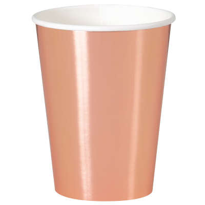Rose Gold Foil 12oz Paper Cups 8ct - Foil Board