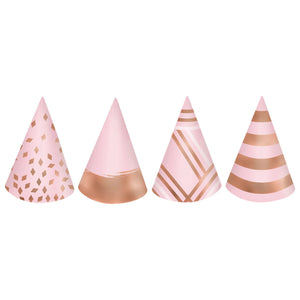 Rose Gold Blush Birthday Mini Cone Hats