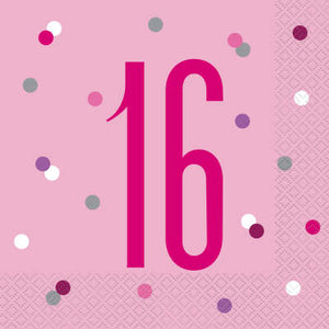 Sweet Pink 16th Birthday Luncheon Napkins