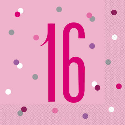 Sweet Pink 16th Birthday Luncheon Napkins