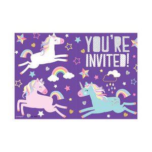 Unicorn Birthday Party Invitations 8ct