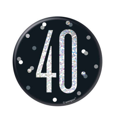 Black & Silver 40th Birthday Badge