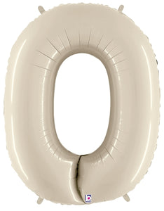 40in Number "0" Foil Balloon - White Sand