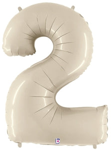 40in Number "2" Foil Balloon - White Sand